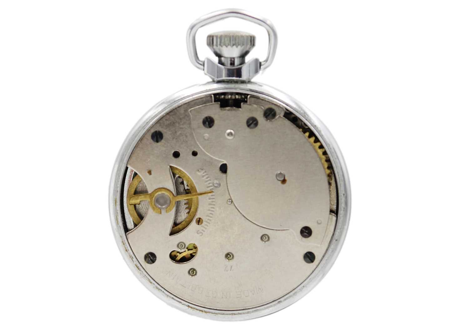 A selection of four crown wind pocket watches, two are military by Ingersoll. - Image 8 of 11