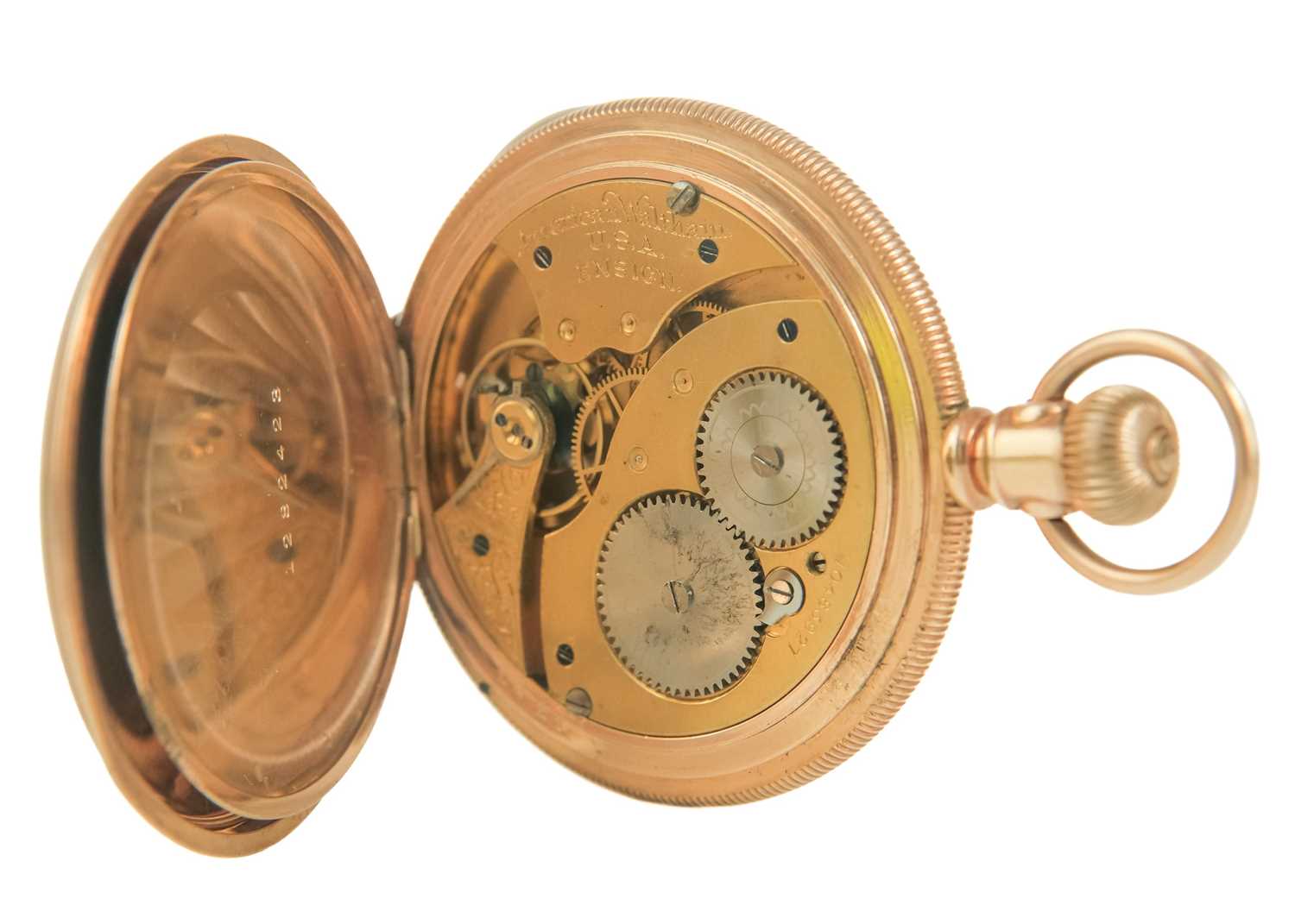 A Waltham 'Ensign' rose gold plated full hunter slim cased lever pocket watch. - Image 2 of 8