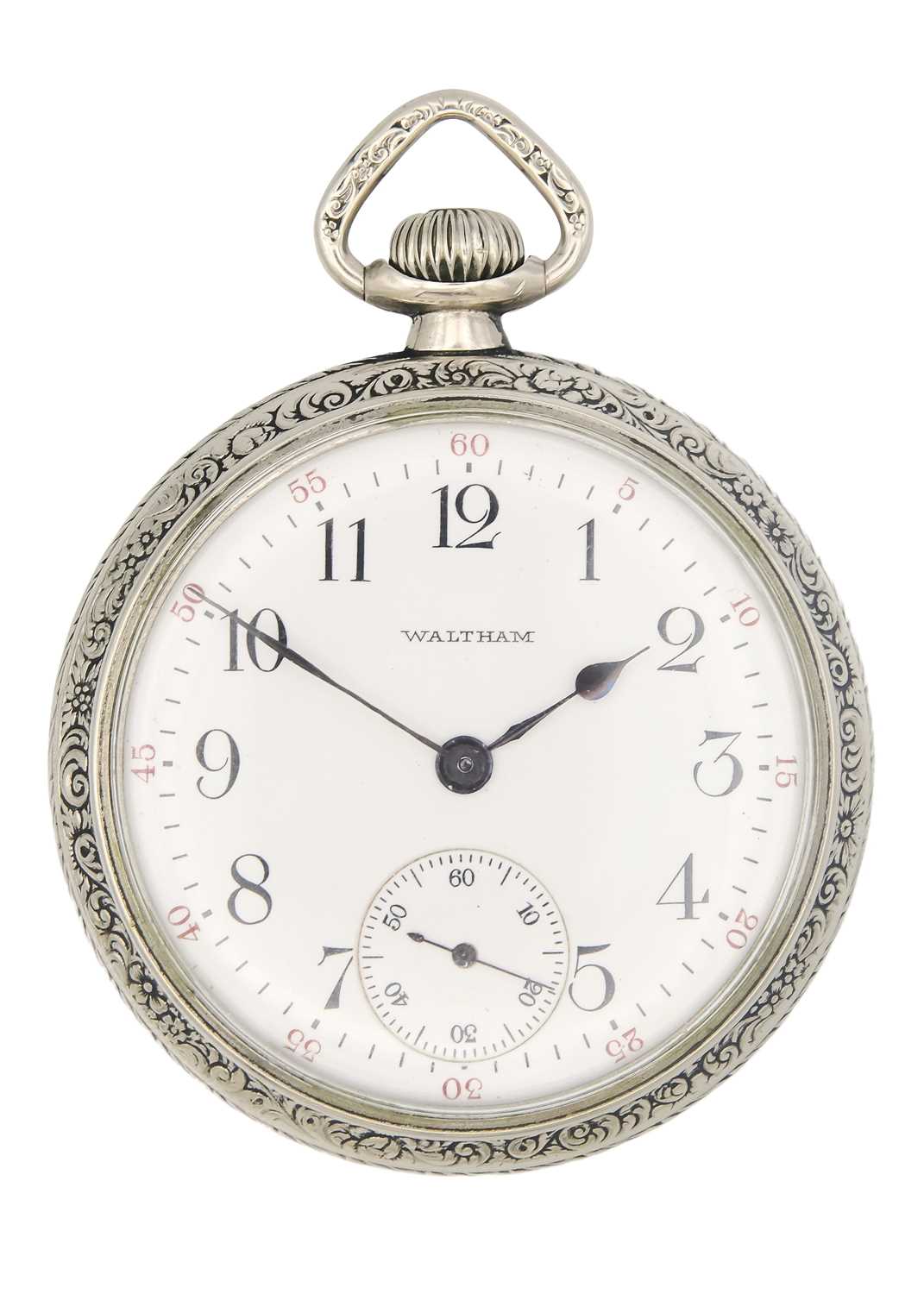 WALTHAM - A nickeloid cased crown wind lever pocket watch.