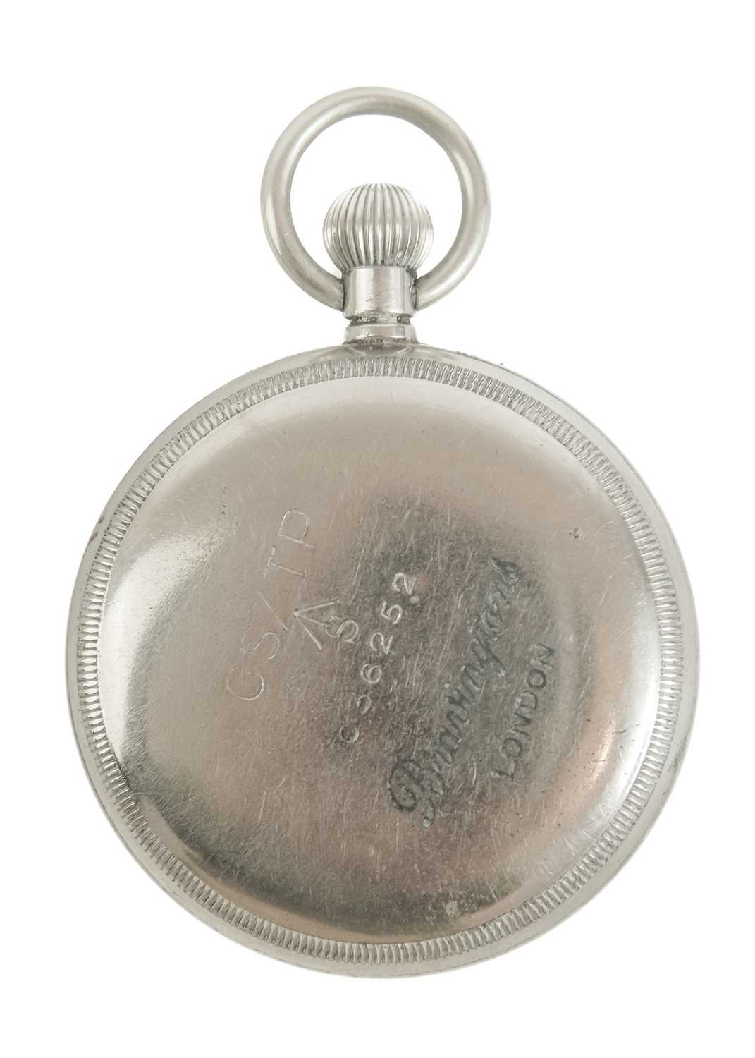 A British Military Army issue nickel cased lever pocket watch. - Image 4 of 8