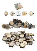 A quantity of mechanical and quartz wristwatches and movements for repairs and spares.