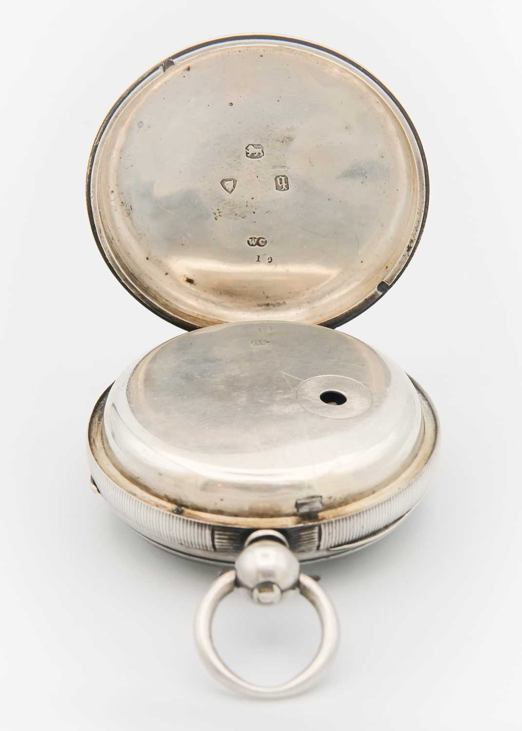A silver cased key wind fusee lever open face pocket watch. - Image 3 of 4