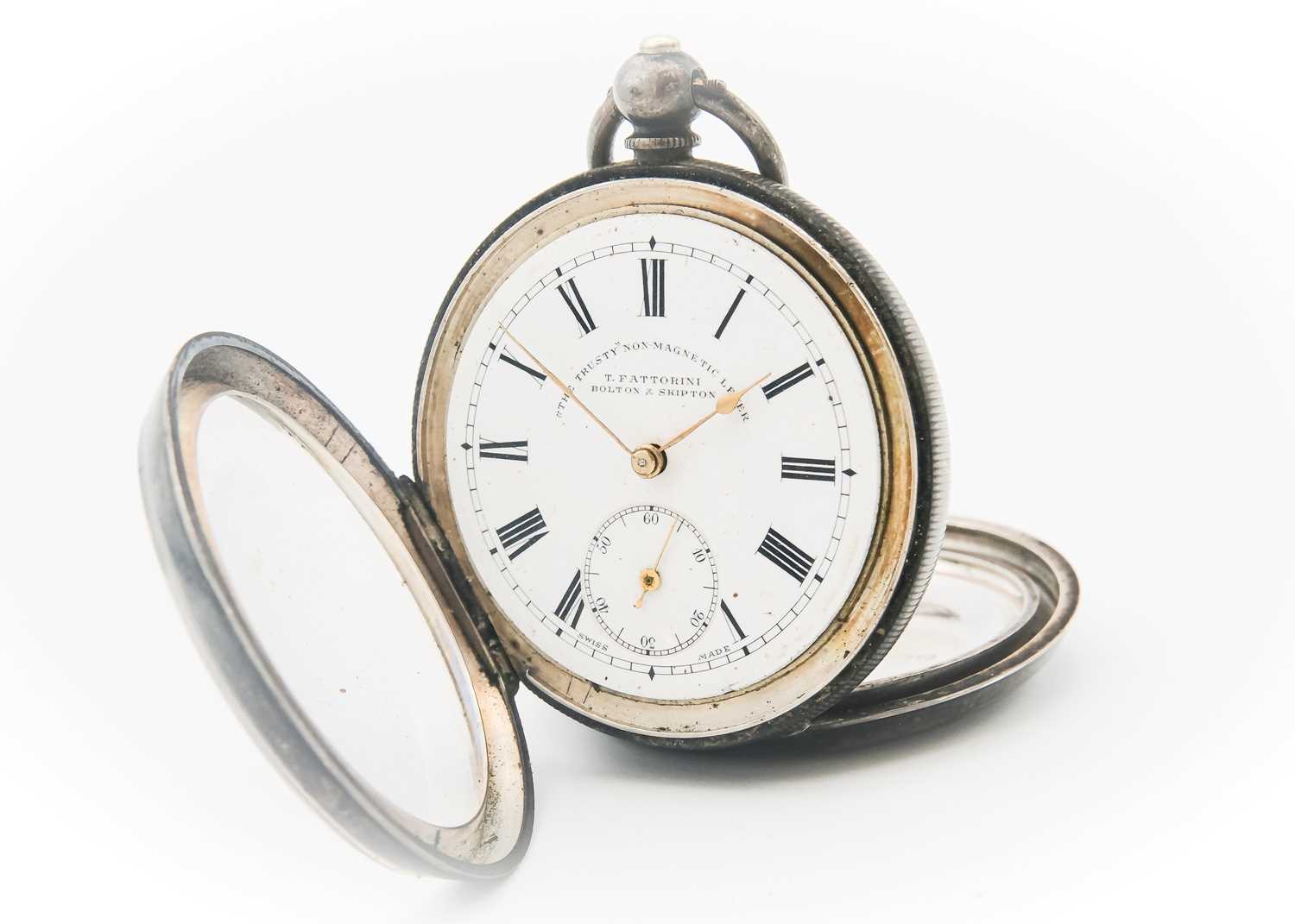 A silver cased key wind lever pocket watch. - Image 5 of 5