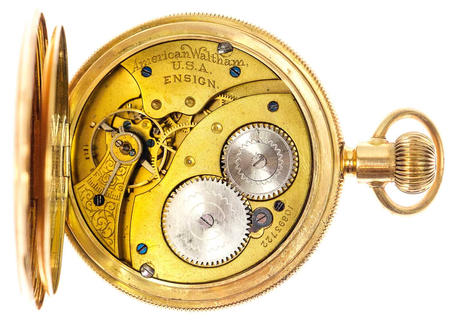WALTHAM - A 14ct full hunter crown wind pocket watch. - Image 4 of 7