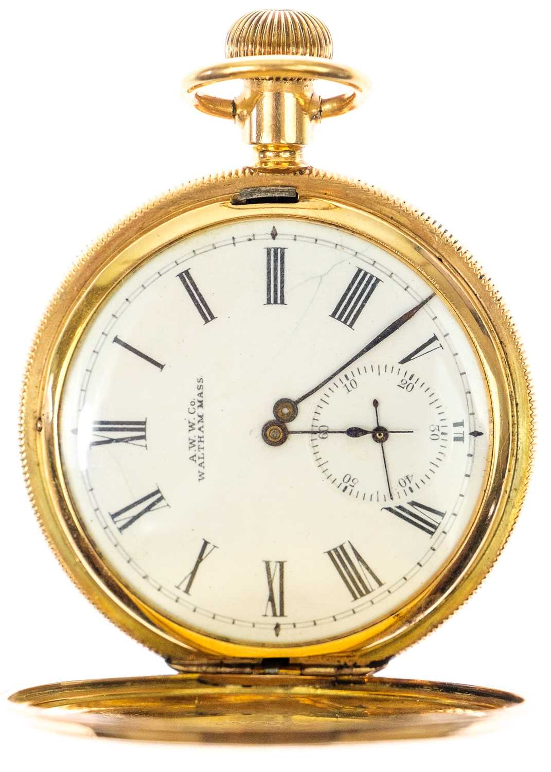 WALTHAM - A 14ct full hunter crown wind pocket watch. - Image 2 of 7