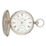 A silver large full hunter key wind fusee lever pocket watch by B. Stein & Co Edinburgh.