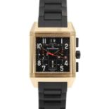 JAEGER-LECOULTRE - A Reverso Squadra chronograph 18ct rose gold gentleman's wristwatch.