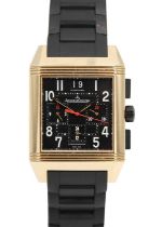 JAEGER-LECOULTRE - A Reverso Squadra chronograph 18ct rose gold gentleman's wristwatch.