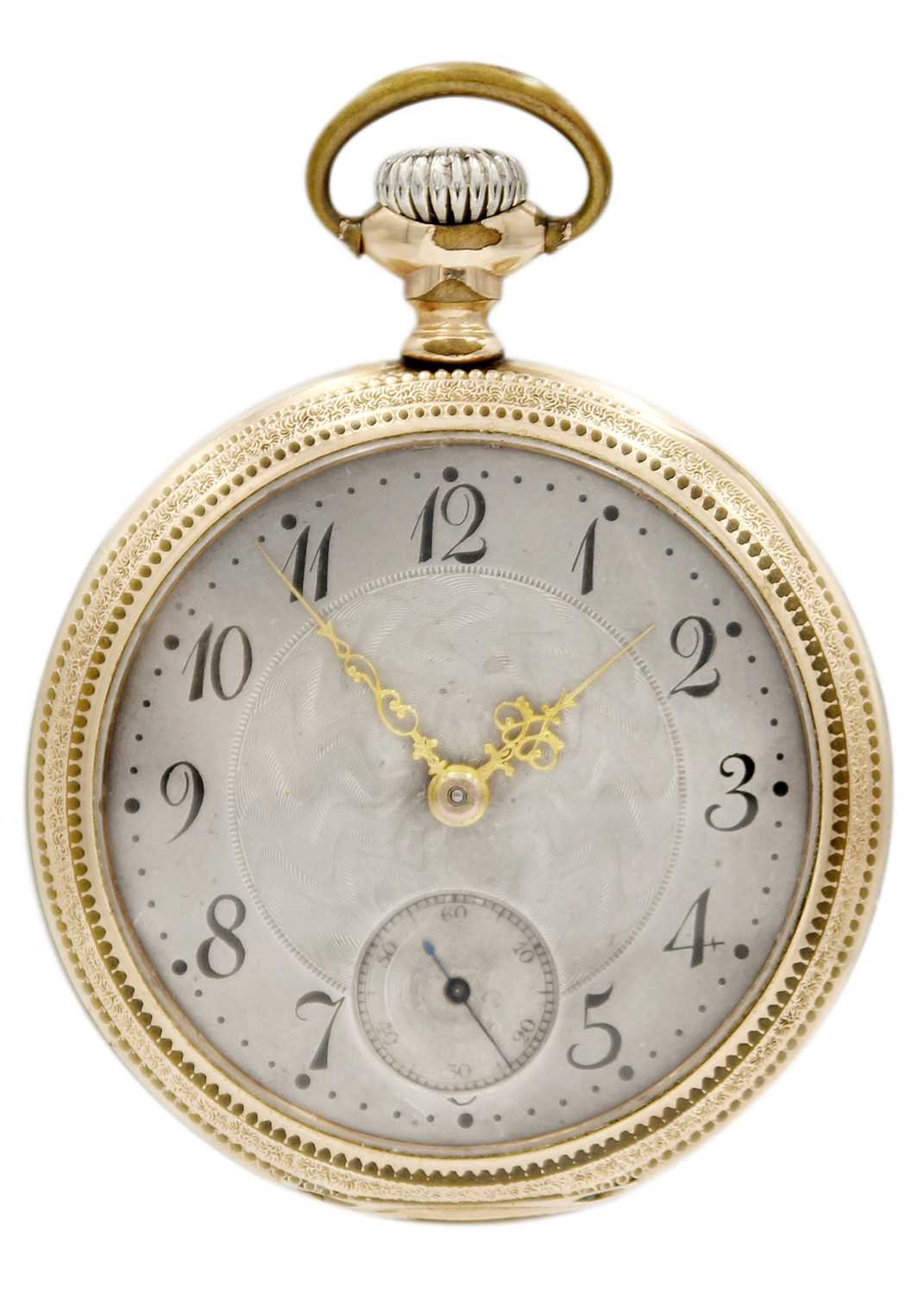 WALTHAM - A rose gold plated crown wind open face pocket watch.