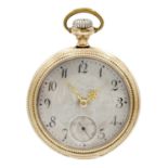 WALTHAM - A rose gold plated crown wind open face pocket watch.