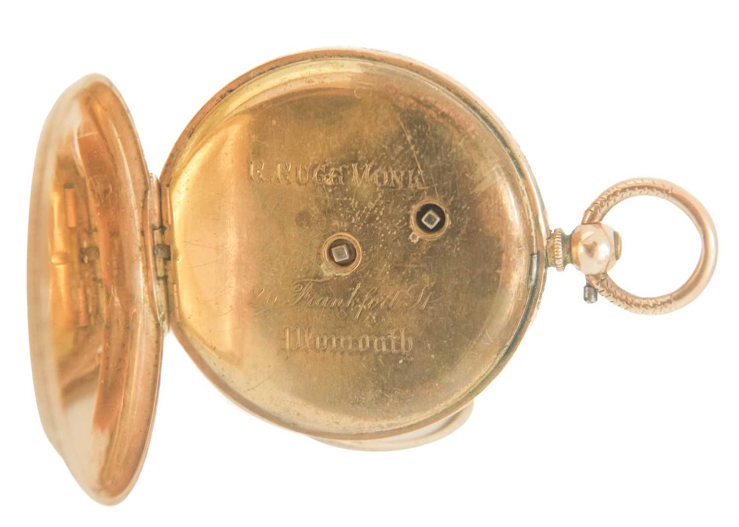 A 14ct cased key wind lady's fob Swiss cylinder pocket watch. - Image 5 of 8