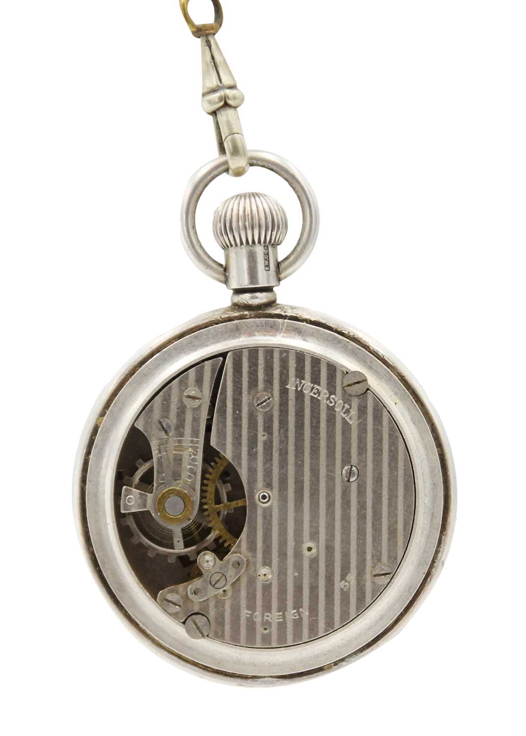 Two silver pocket watches, two silver and enamel pendant watches and a winding key. - Bild 5 aus 11