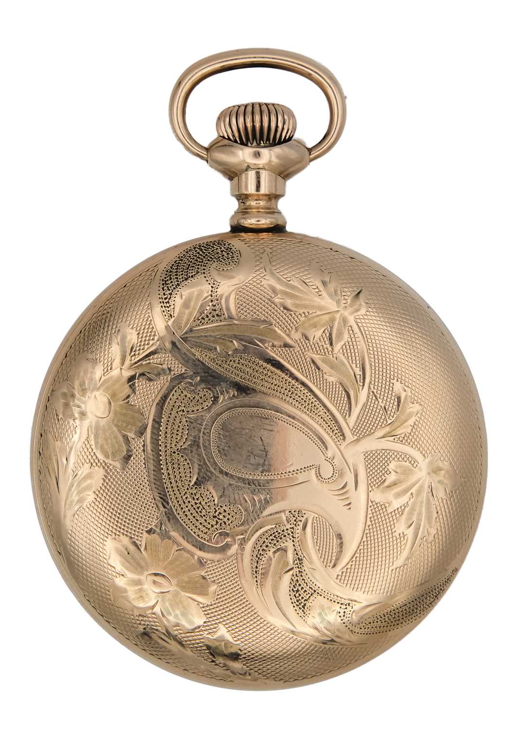 ELGIN - A rose gold plated crown wind lever pocket watch. - Image 2 of 2