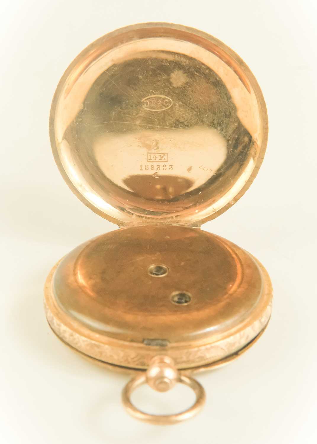 A 14ct gold lady's fob pocket watch. - Image 3 of 7