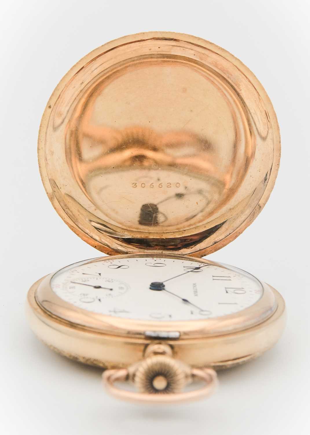 WALTHAM - A gold-plated full hunter crown wind lever pocket watch. - Image 2 of 4