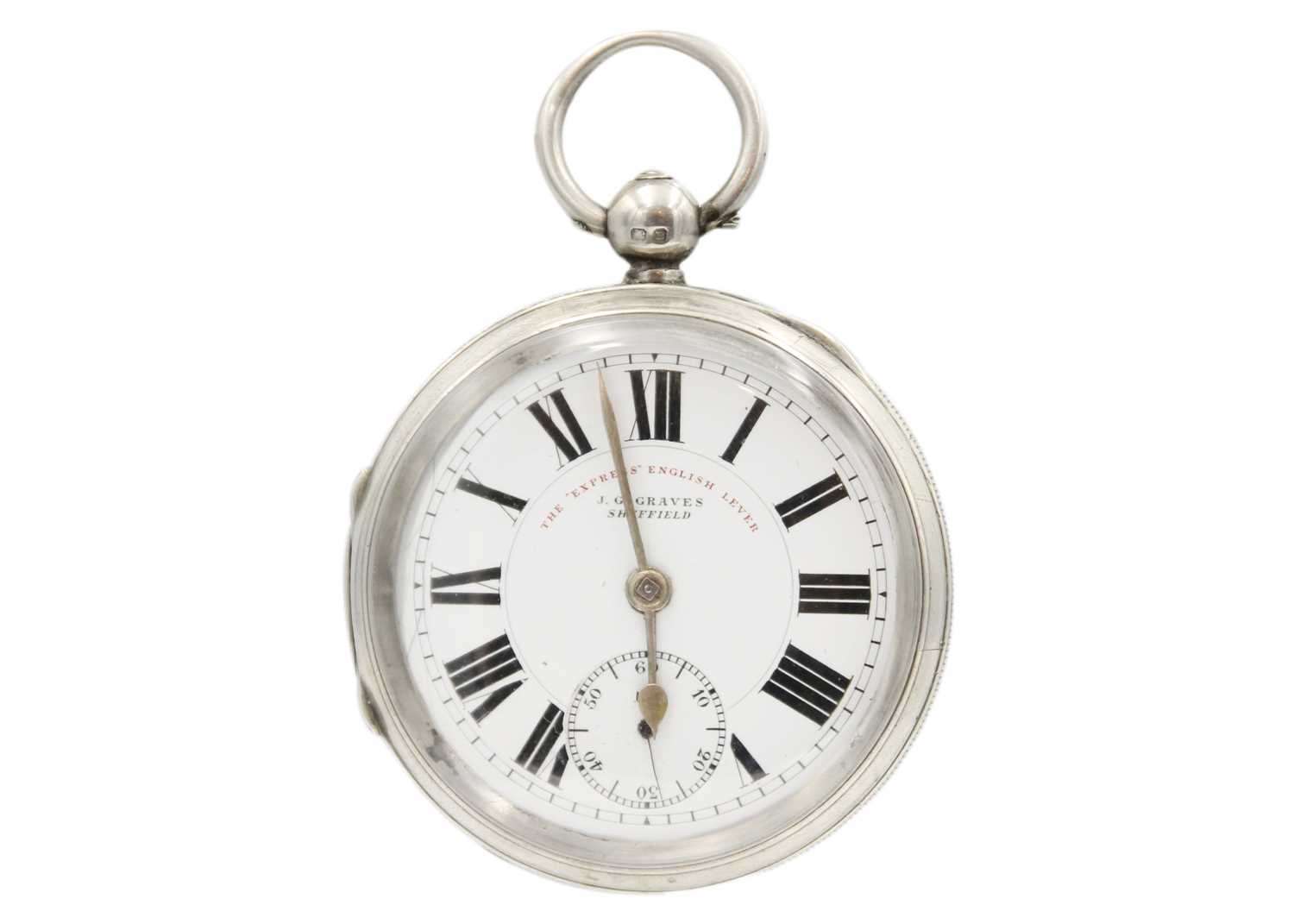 Two silver-cased key wind lever pocket watches. - Image 2 of 7