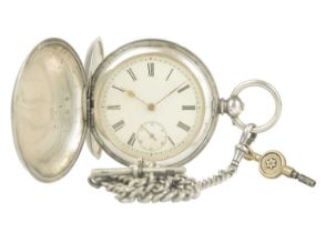 A .935 silver full hunter key wind pocket watch by J.B. Dent & Sons.