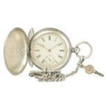 A .935 silver full hunter key wind pocket watch by J.B. Dent & Sons.