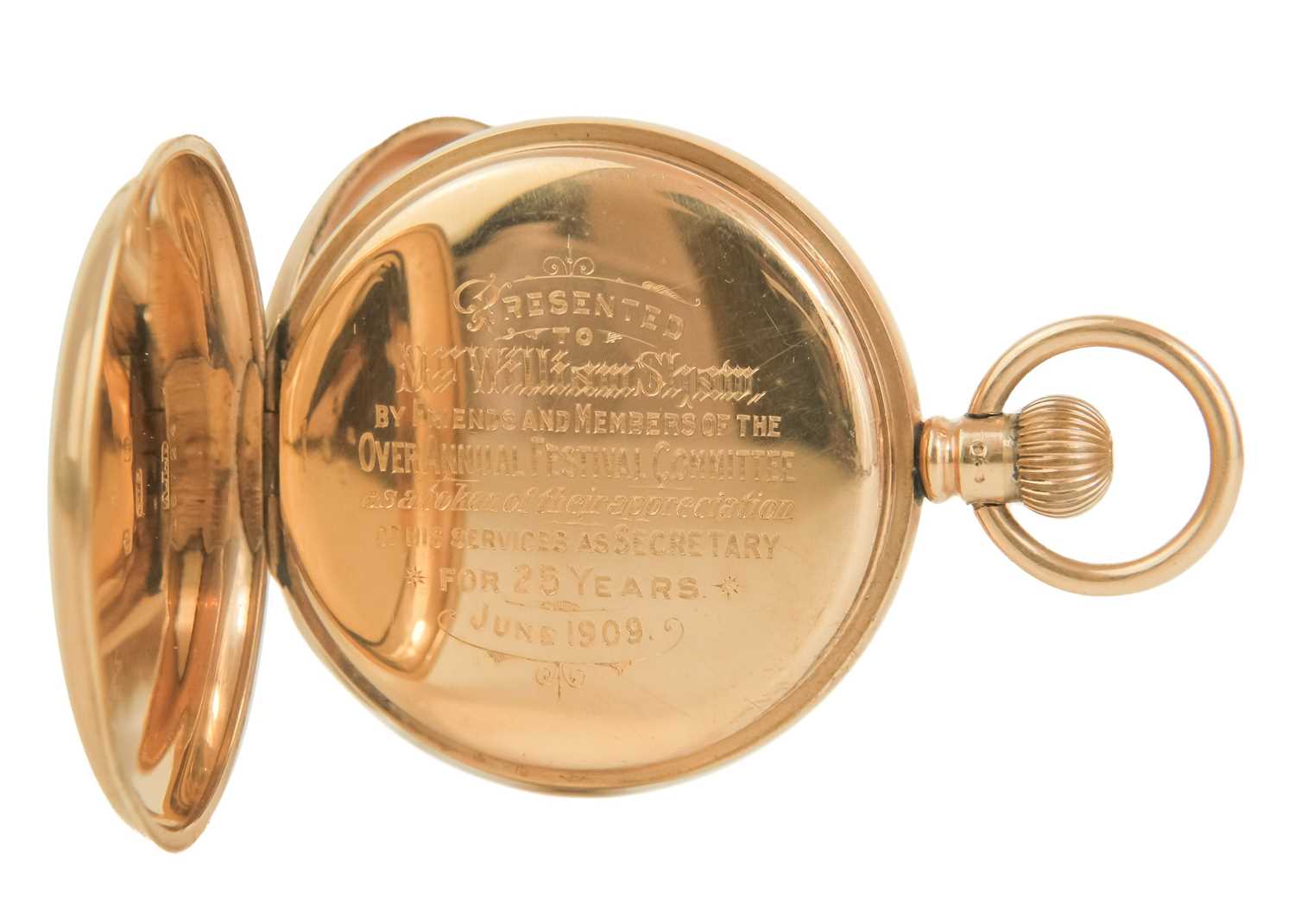 WALTHAM - A 9ct rose gold cased crown wind open face lever pocket watch. - Image 2 of 5