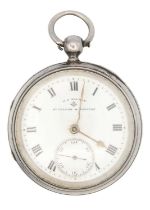 A silver-cased key wind pocket lever watch.