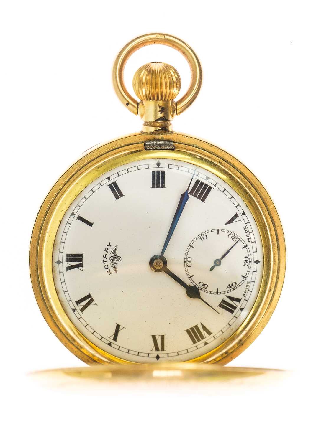 A gold-plated full hunter crown wind pocket watch by Rotary. - Image 5 of 5