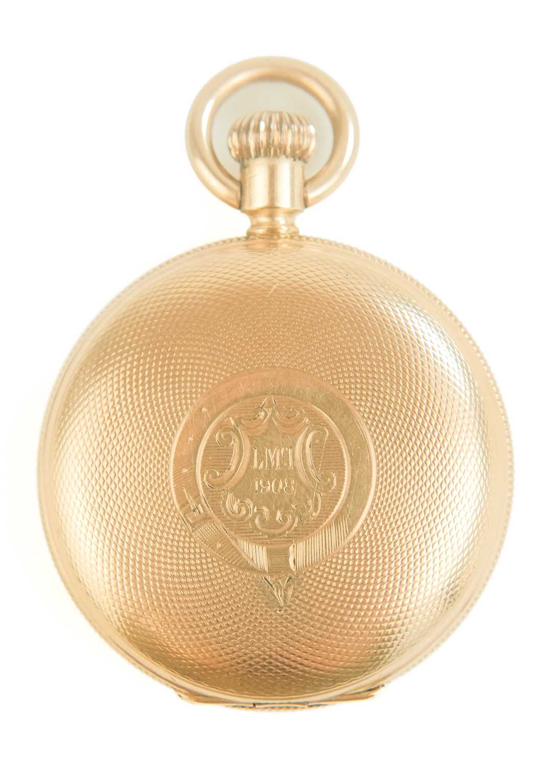 WALTHAM - A rose gold plated full hunter crown wind fob pocket watch. - Image 5 of 8