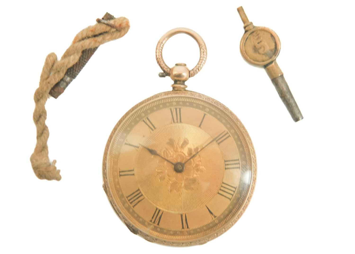 A 14ct cased key wind lady's fob Swiss cylinder pocket watch. - Image 7 of 8