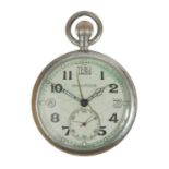 JAEGER-LECOULTRE - A British Military issue nickel-cased crown wind pocket lever watch.