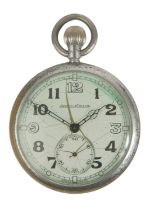 JAEGER-LECOULTRE - A British Military issue nickel-cased crown wind pocket lever watch.