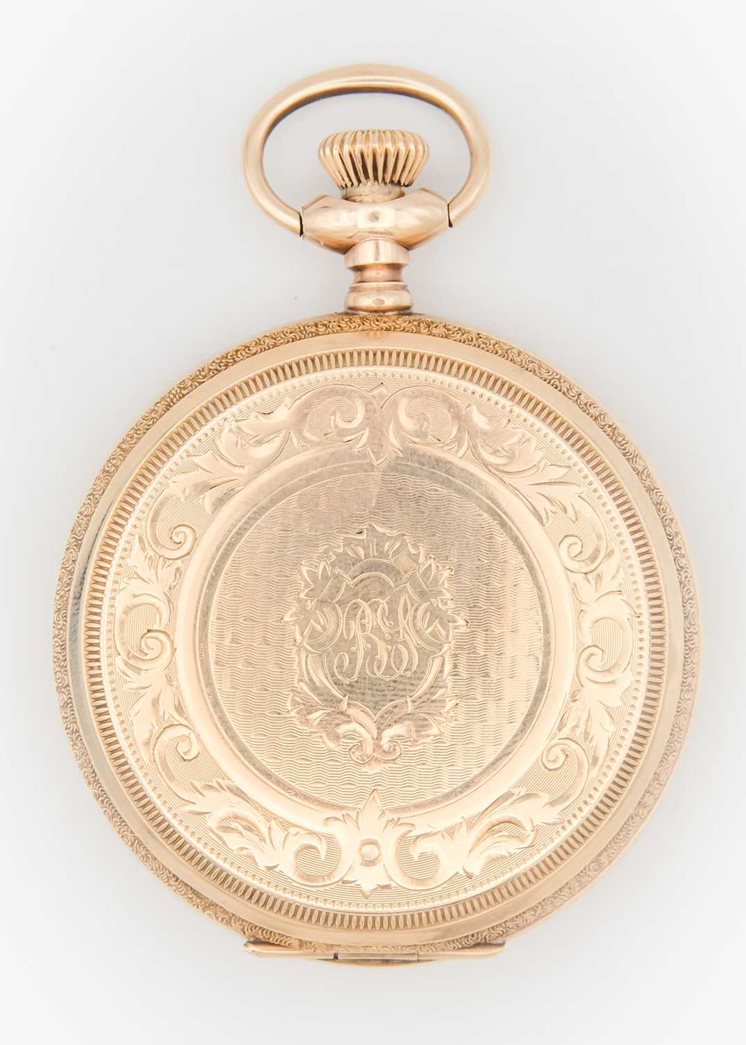 ELGIN - A rose gold plated full hunter crown wind lever pocket watch. - Image 4 of 5