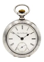 ELGIN - A large silver cased crown wind lever pocket watch.