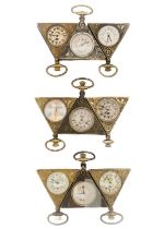 A collection of nine Masonic brass-cased mechanical pocket watches.