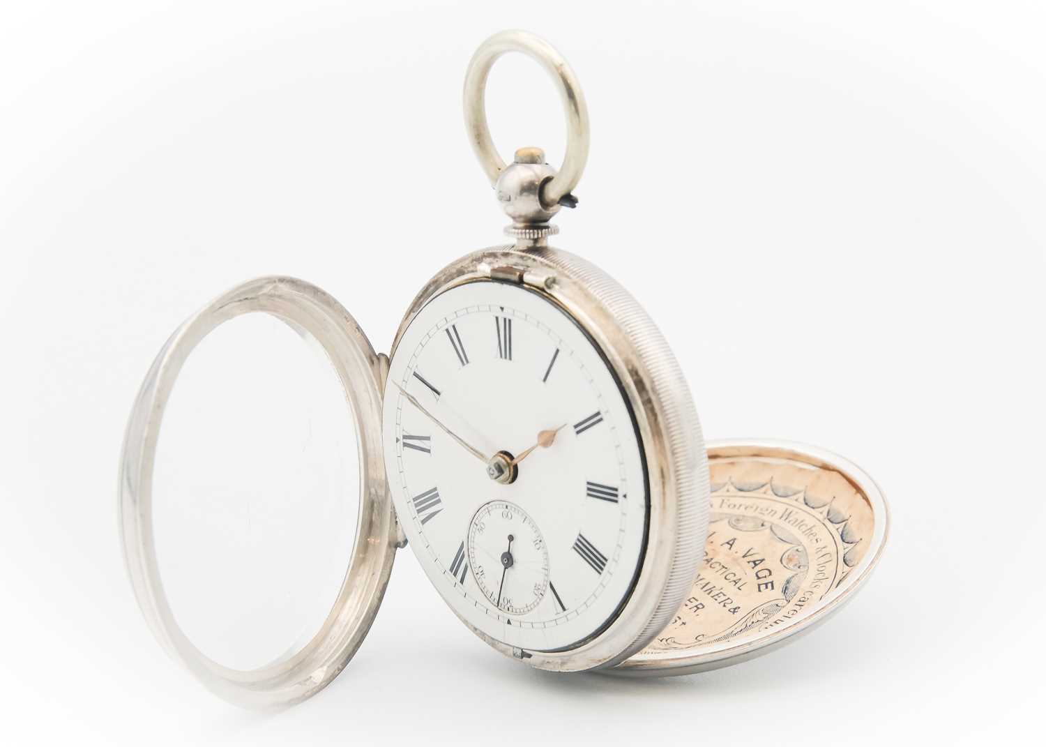 A silver cased key wind lever pocket watch. - Image 4 of 6