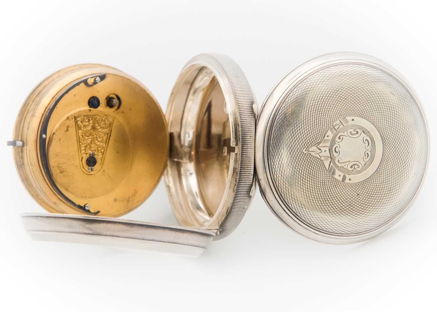 A silver cased key wind lever pocket watch. - Image 5 of 6