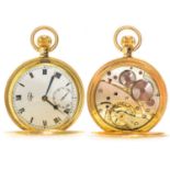 A gold-plated full hunter crown wind pocket watch by Rotary.