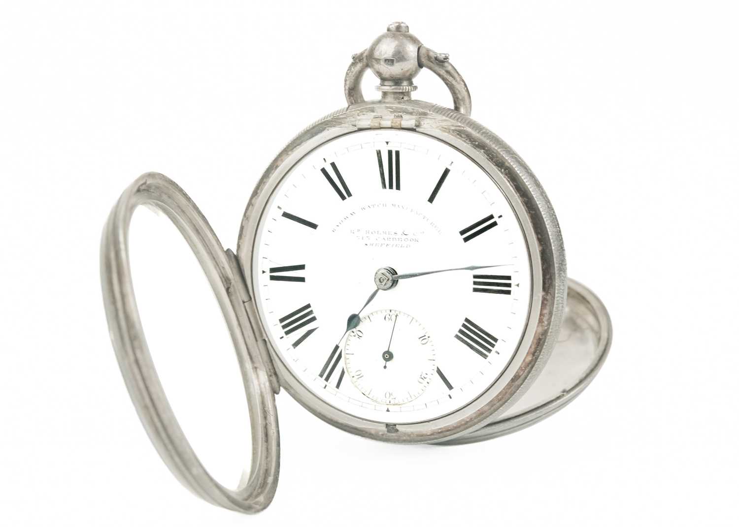 A silver key wind open face fusee lever pocket watch. - Image 2 of 9