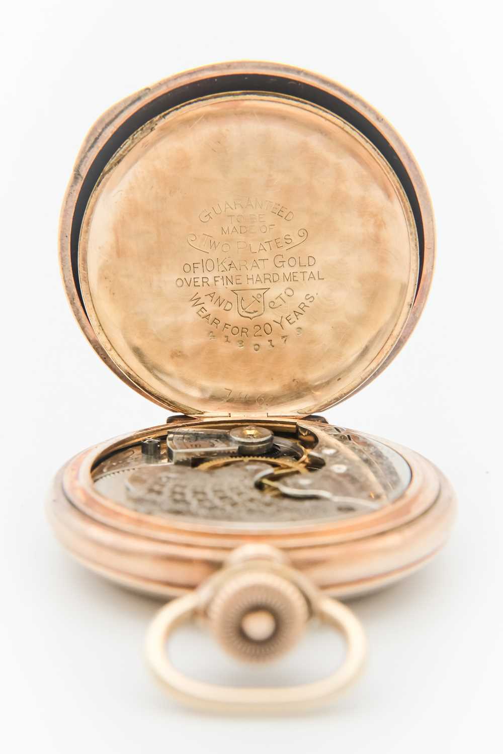 ELGIN - A rose gold plated full hunter lady's fob pocket watch. - Image 3 of 5