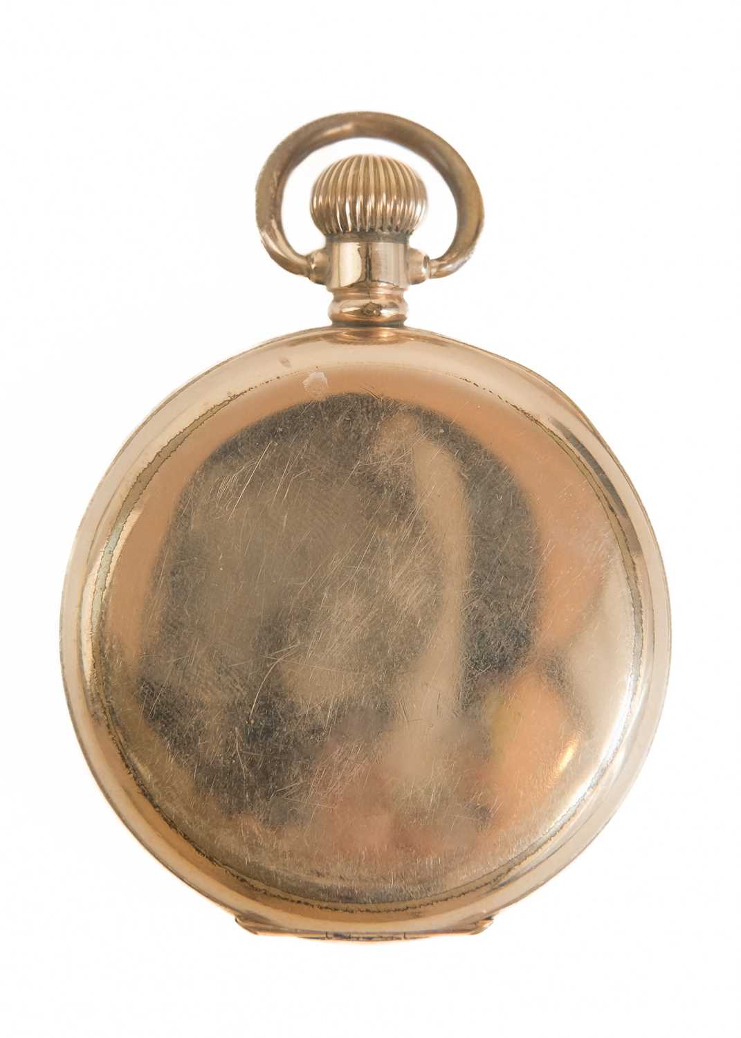 OMEGA - A gold-plated open face crown wind lever pocket watch. - Image 3 of 7