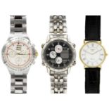 Three various quartz gentleman's wristwatches.