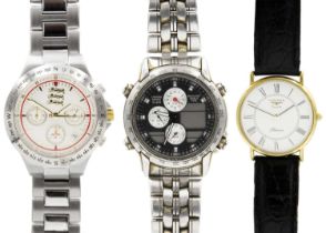 Three various quartz gentleman's wristwatches.