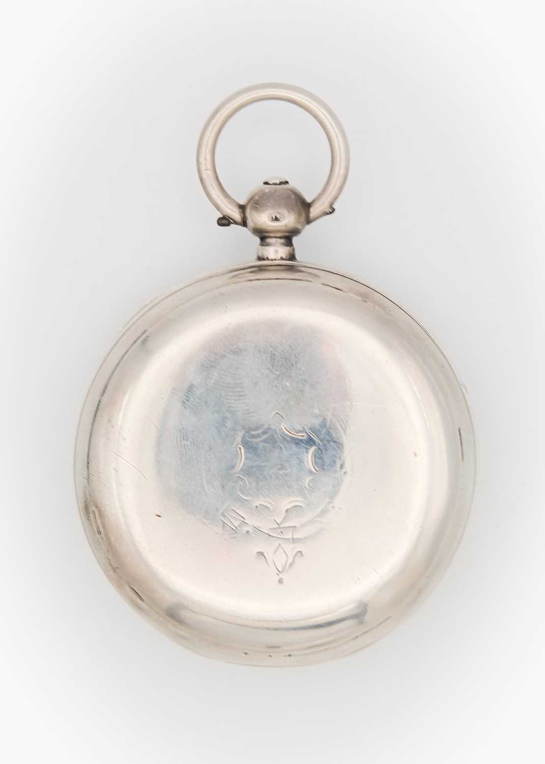 A silver cased key wind fusee lever open face pocket watch. - Image 3 of 7