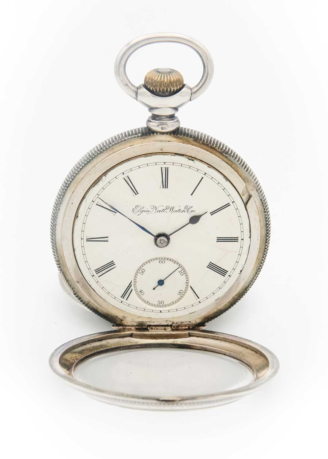 ELGIN - A large silver cased crown wind lever pocket watch. - Image 2 of 6