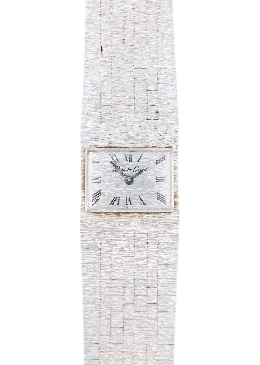 BUECHE-GIROD - A 9ct white gold lady's manual wind bracelet wristwatch.