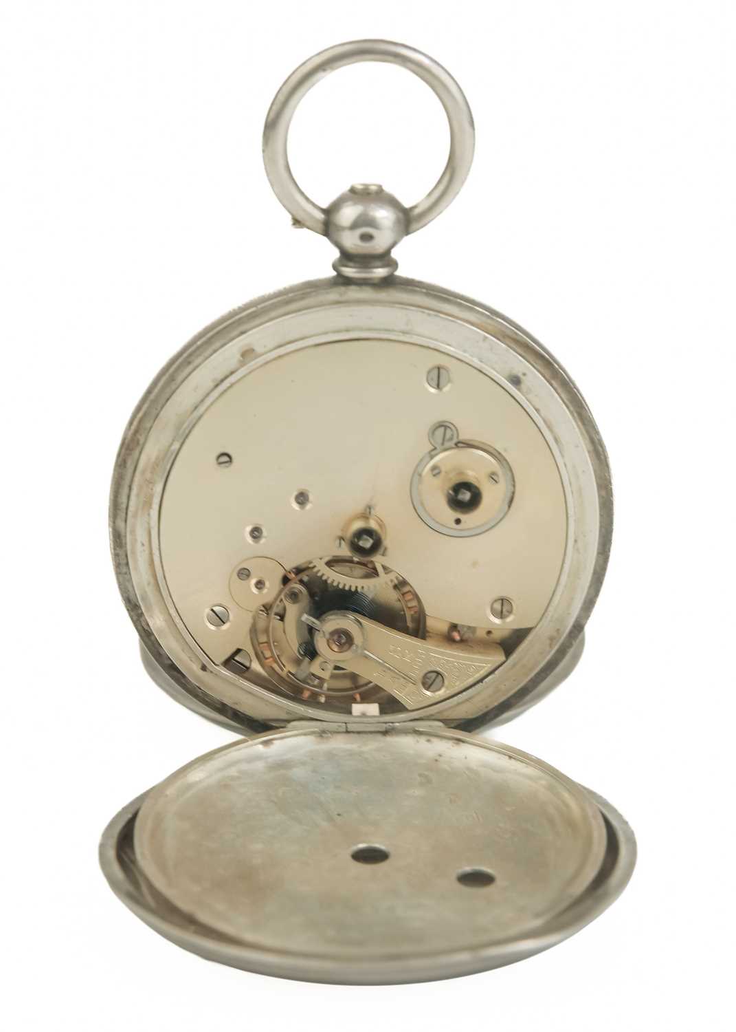 A .935 silver full hunter key wind pocket watch by J.B. Dent & Sons. - Image 5 of 6