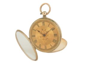 A 14ct cased key wind lady's fob Swiss cylinder pocket watch.