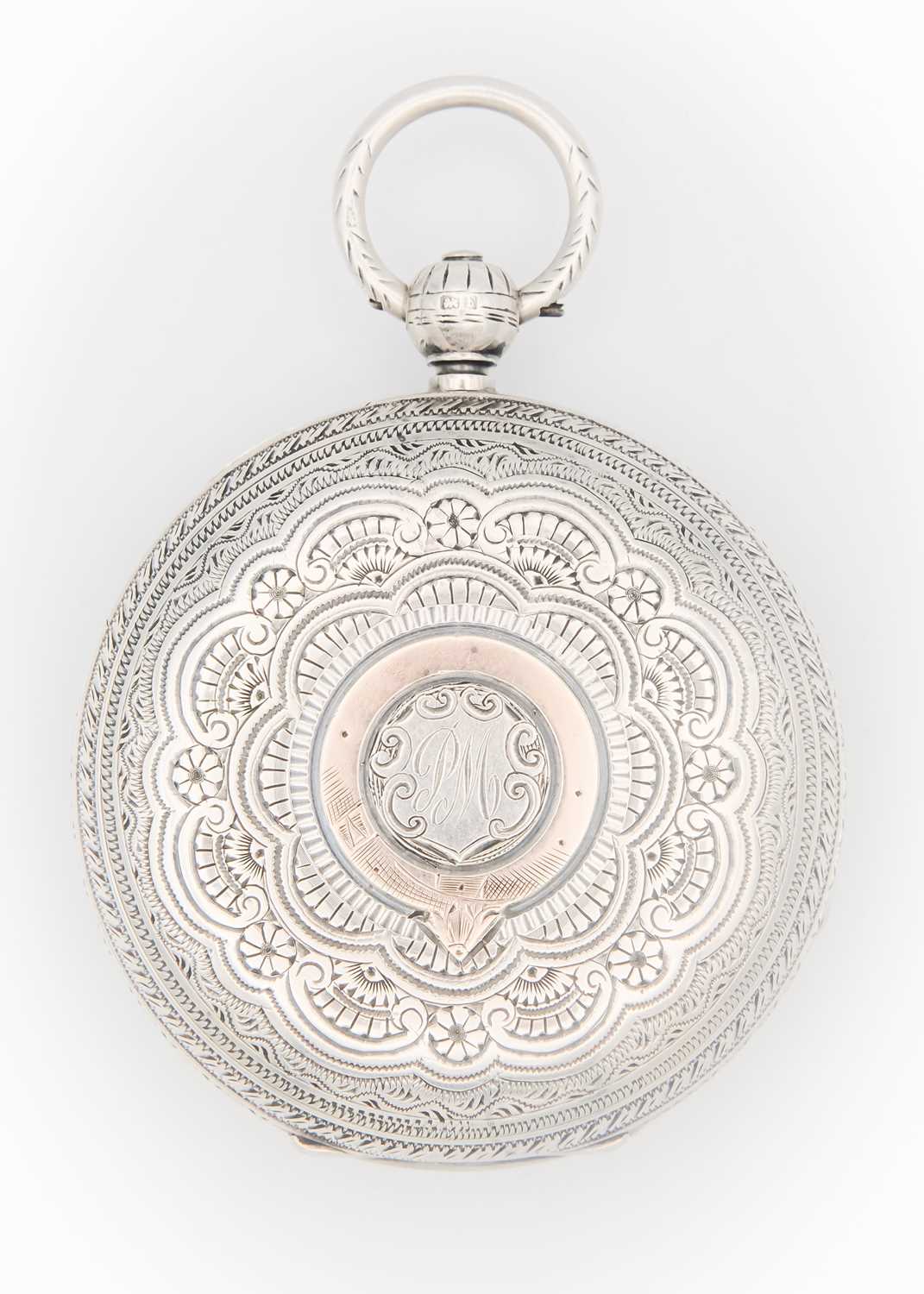 A silver large full hunter key wind fusee lever pocket watch by B. Stein & Co Edinburgh. - Image 6 of 7