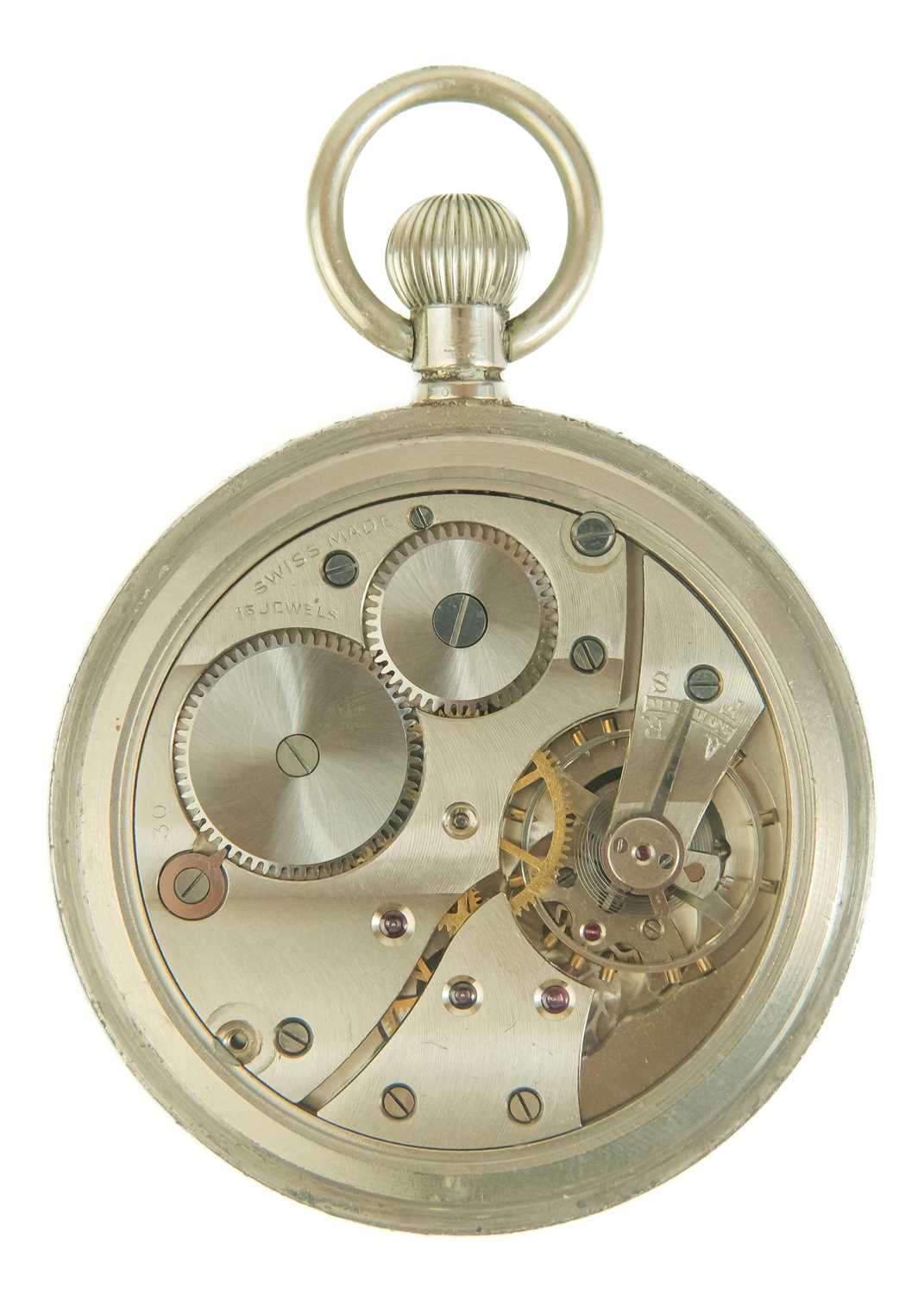 A British Military Army issue nickel cased lever pocket watch. - Image 3 of 8
