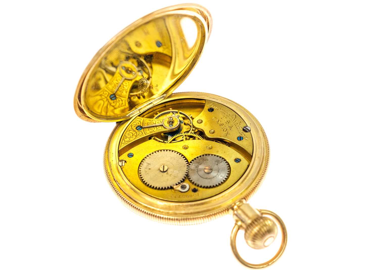 WALTHAM - A 14ct full hunter crown wind pocket watch. - Image 5 of 7