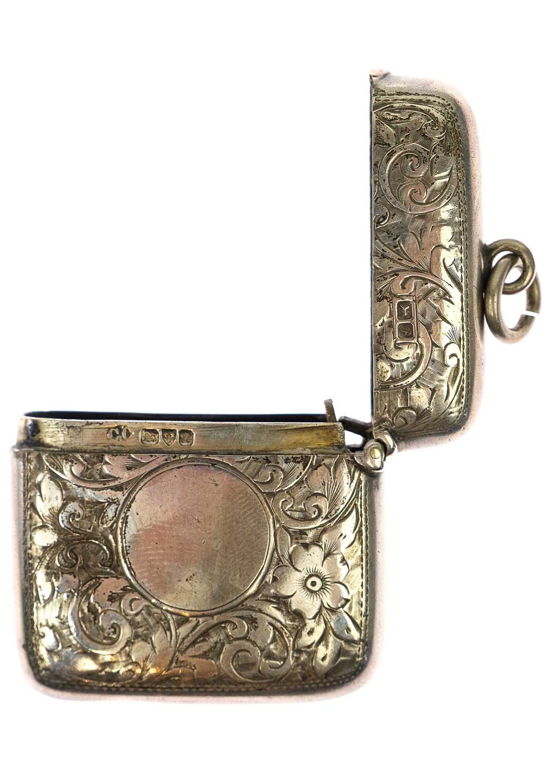 An Edwardian silver fob vesta case and a nickel Player's Navy Cut fob vesta case. - Image 4 of 5