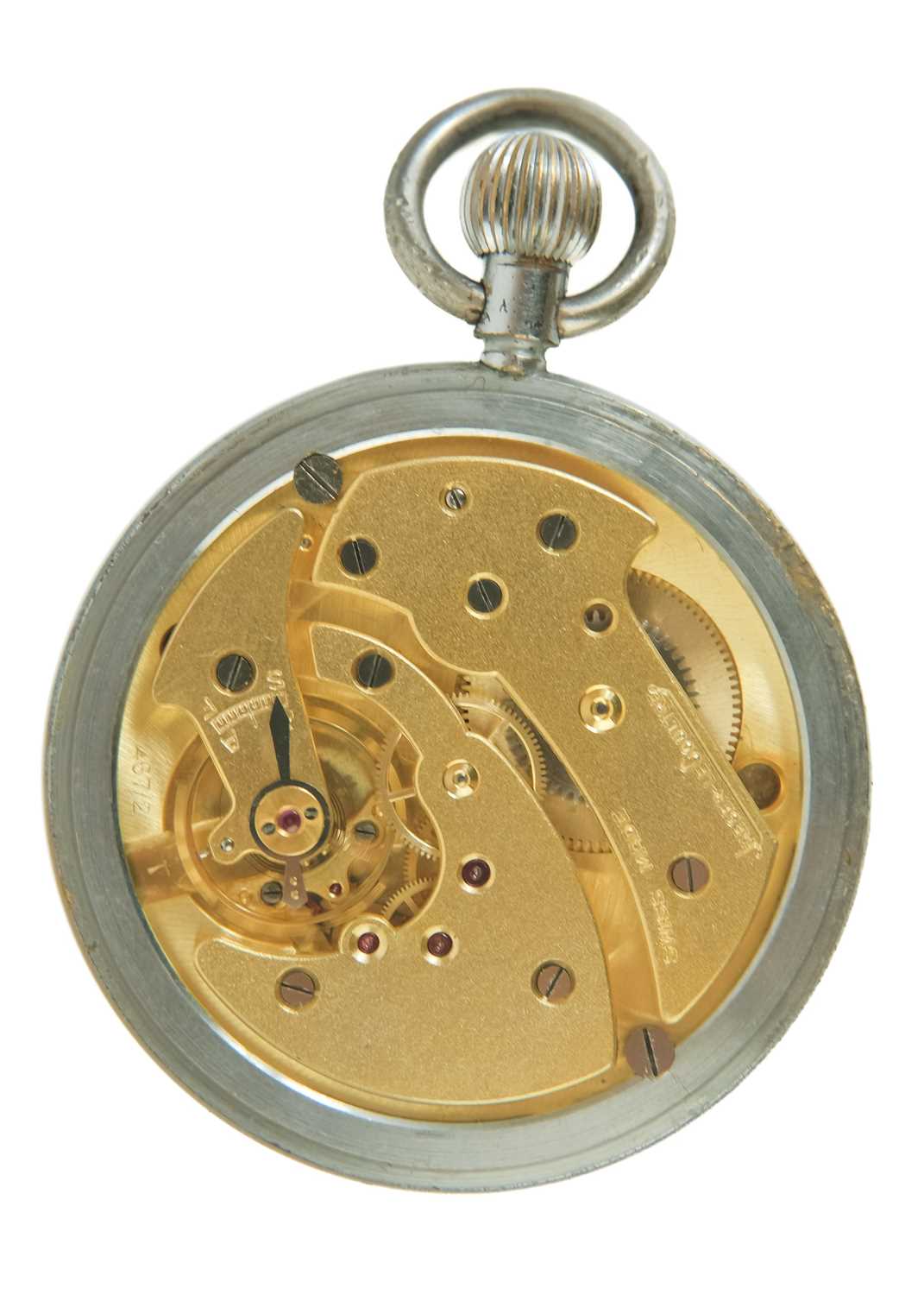 JAEGER-LECOULTRE - A British Military issue nickel-cased crown wind pocket lever watch. - Image 3 of 5